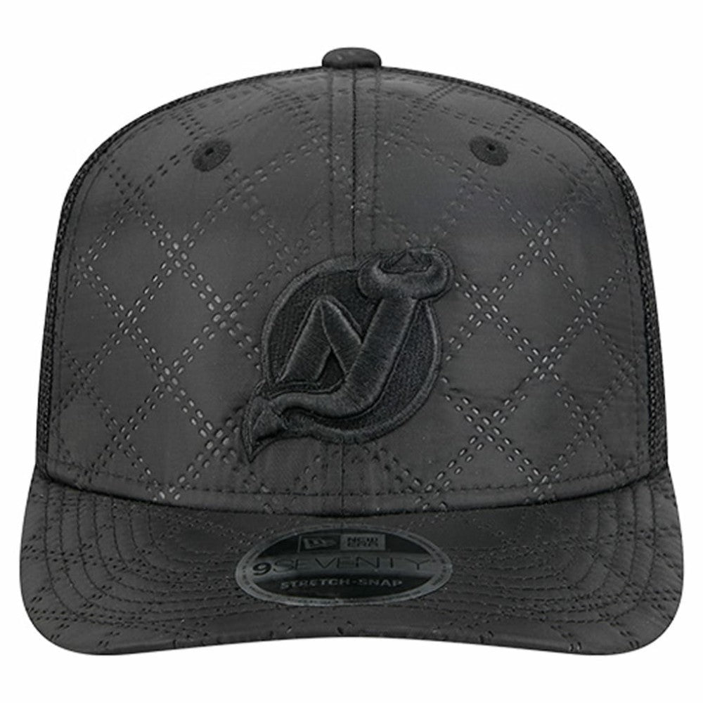 NHL Black New Jersey Devils New Era Quilted Nylon 9SEVENTY Adjustable Trucker Hat