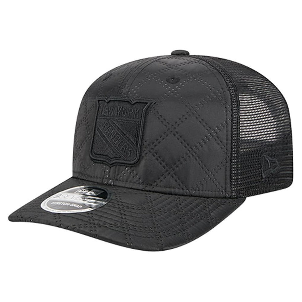 NHL Black New York Rangers New Era Quilted Nylon 9SEVENTY Adjustable Trucker Hat