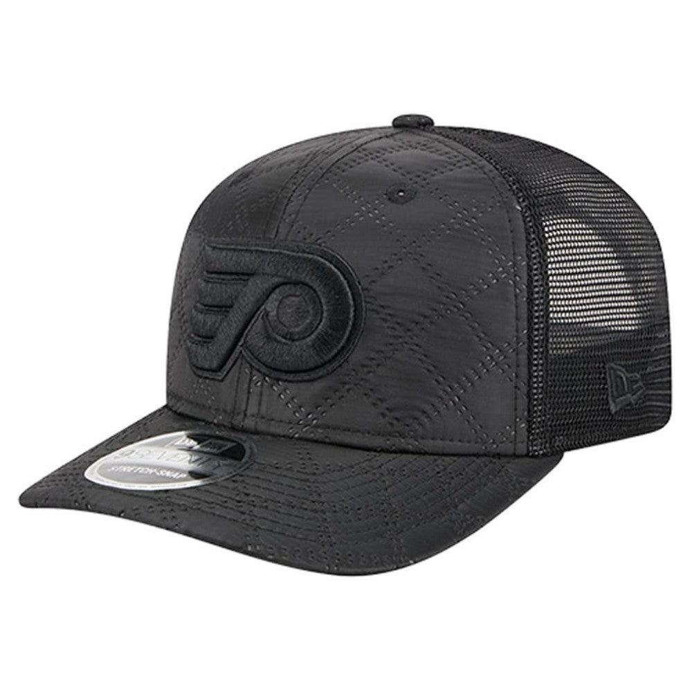 NHL Black Philadelphia Flyers New Era Quilted Nylon 9SEVENTY Adjustable Trucker Hat