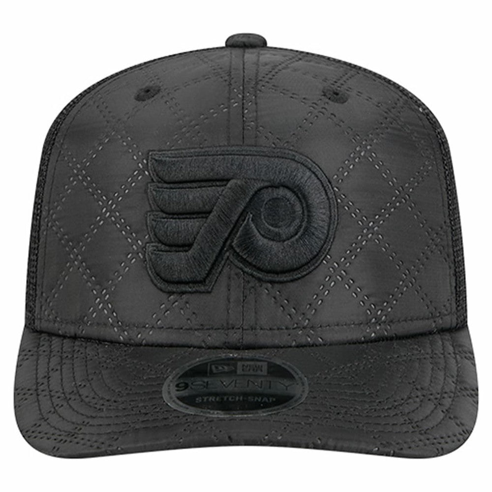NHL Black Philadelphia Flyers New Era Quilted Nylon 9SEVENTY Adjustable Trucker Hat