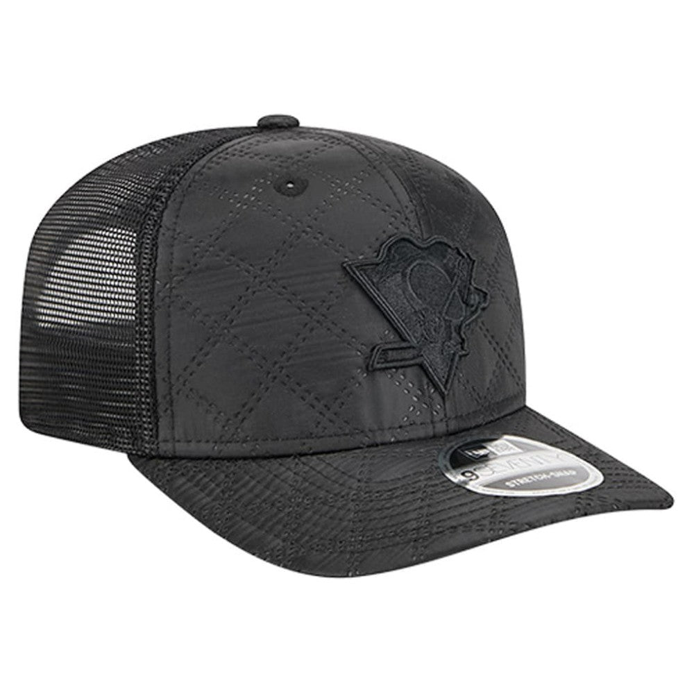 NHL Black Pittsburgh Penguins New Era Quilted Nylon 9SEVENTY Adjustable Trucker Hat