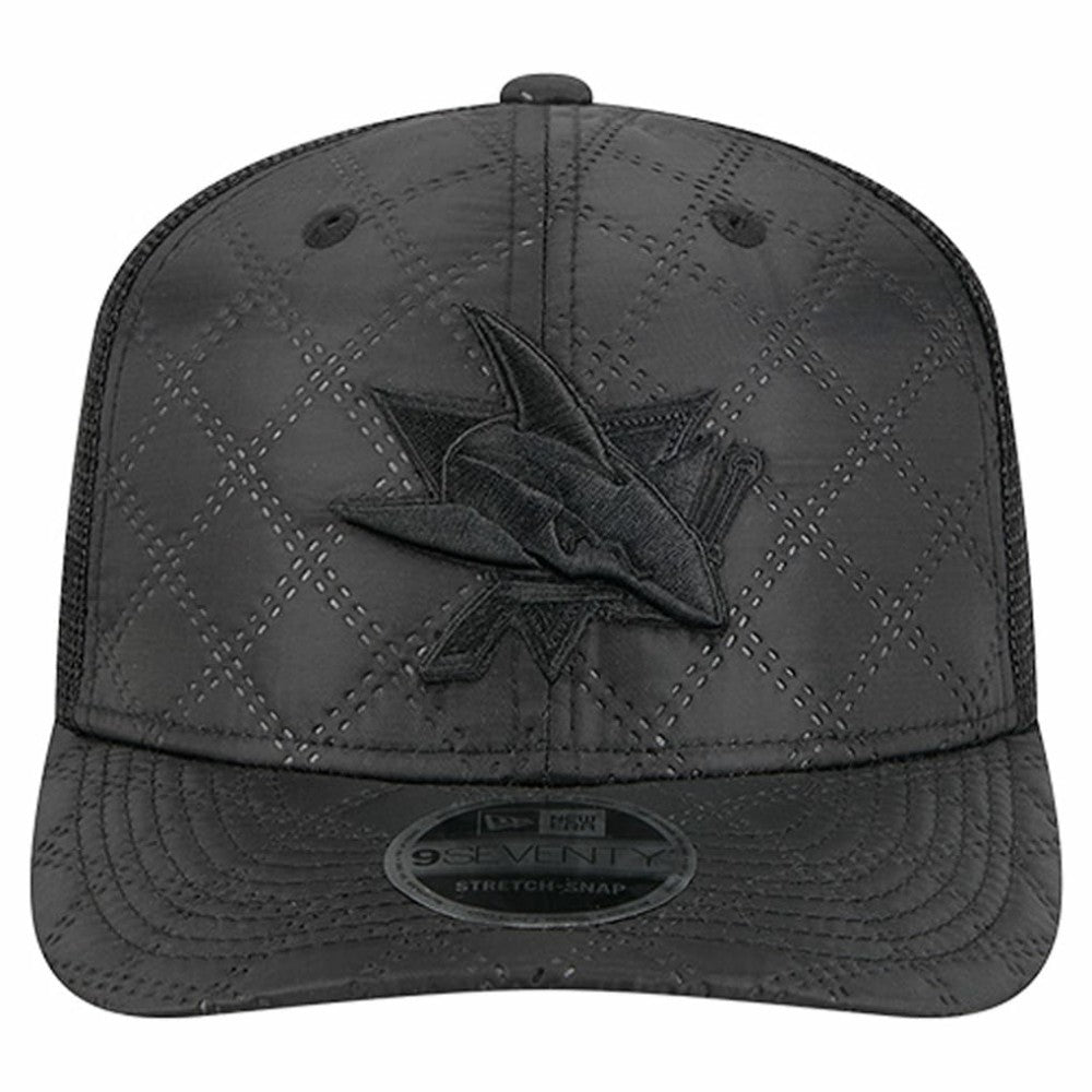 NHL Black San Jose Sharks New Era Quilted Nylon 9SEVENTY Adjustable Trucker Hat