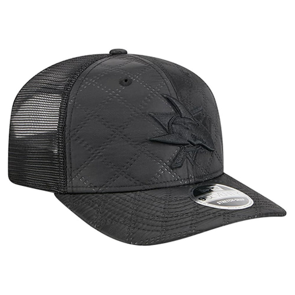 NHL Black San Jose Sharks New Era Quilted Nylon 9SEVENTY Adjustable Trucker Hat