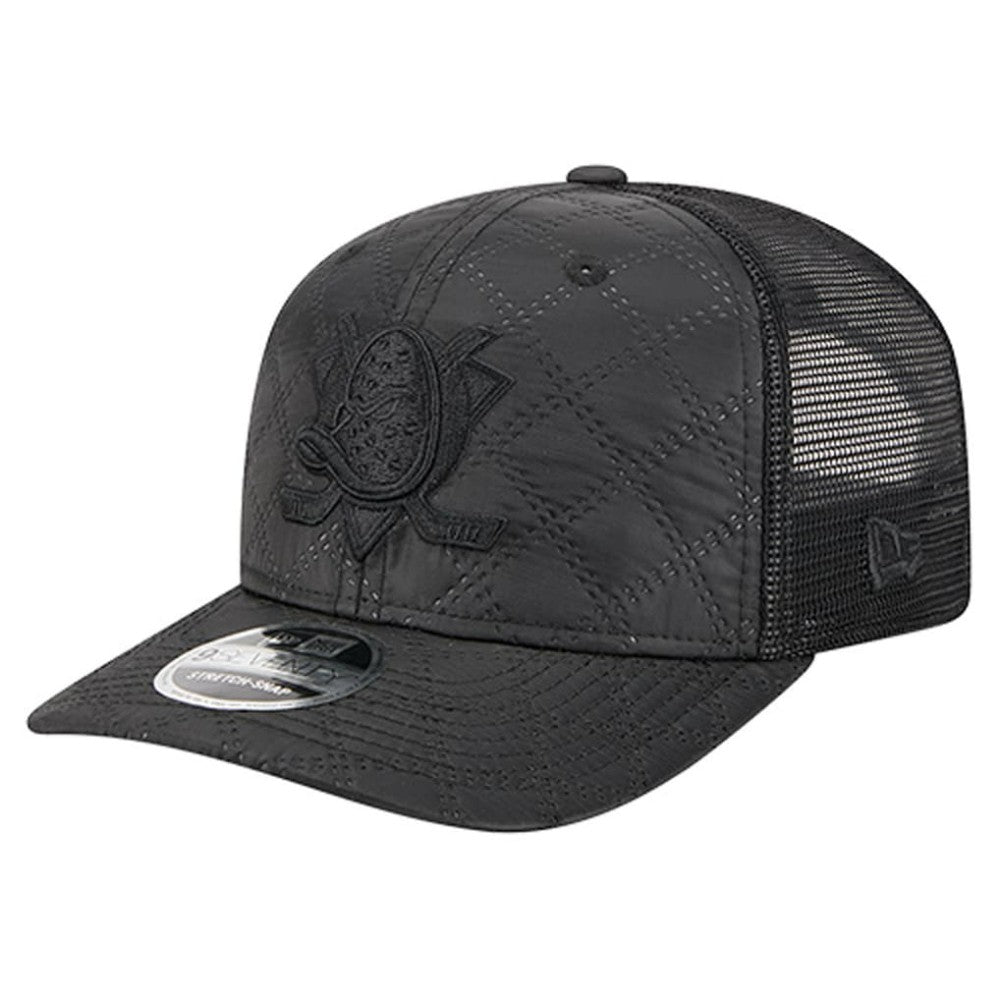 NHL Black Anaheim Ducks New Era Quilted Nylon 9SEVENTY Adjustable Trucker Hat