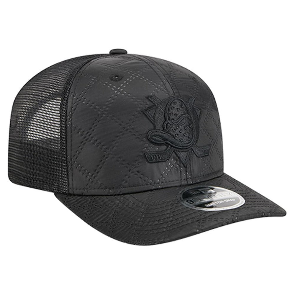 NHL Black Anaheim Ducks New Era Quilted Nylon 9SEVENTY Adjustable Trucker Hat