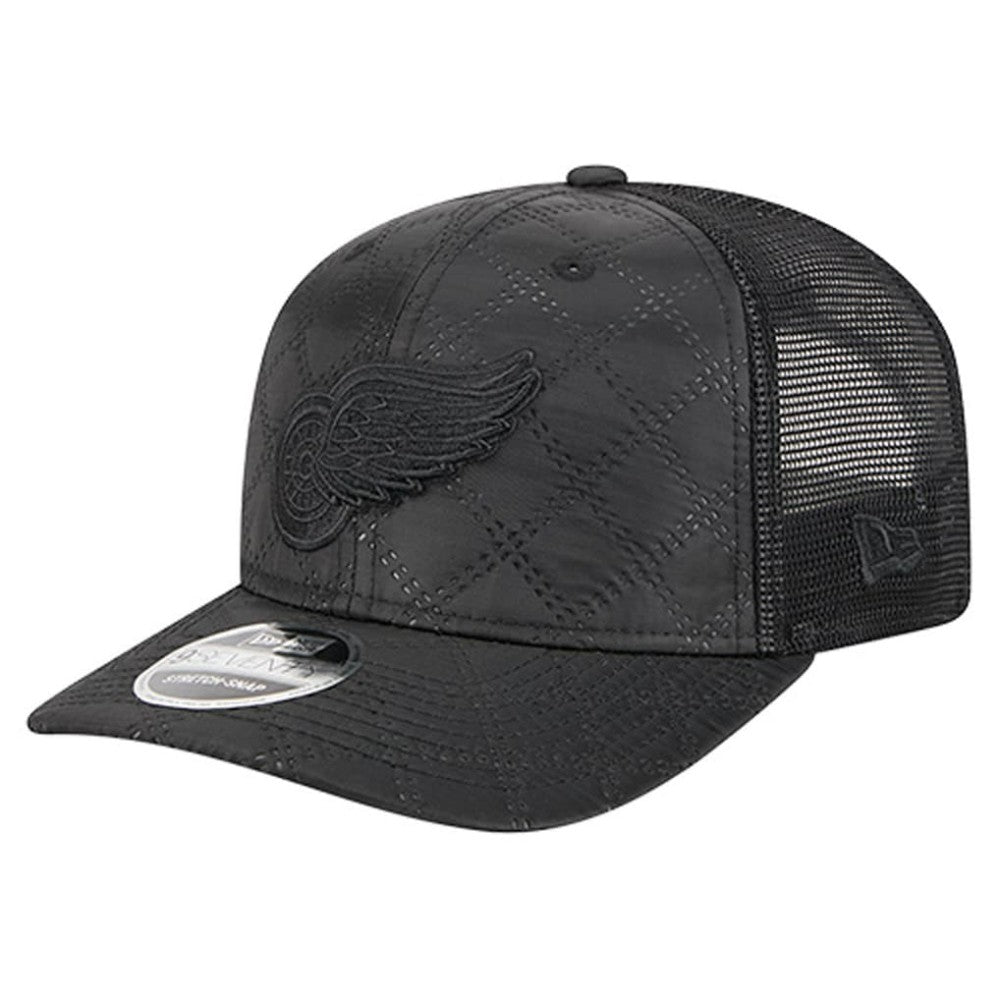 NHL Black Detroit Red Wings New Era Quilted Nylon 9SEVENTY Adjustable Trucker Hat