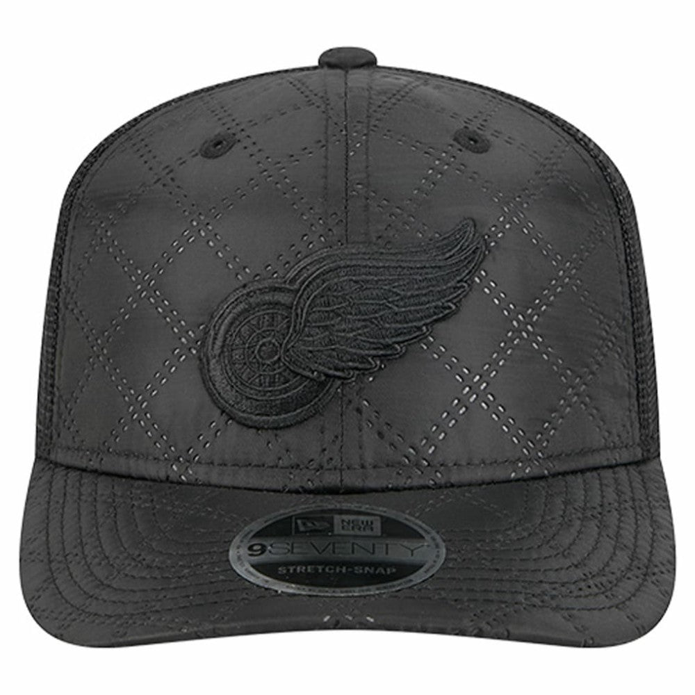 NHL Black Detroit Red Wings New Era Quilted Nylon 9SEVENTY Adjustable Trucker Hat