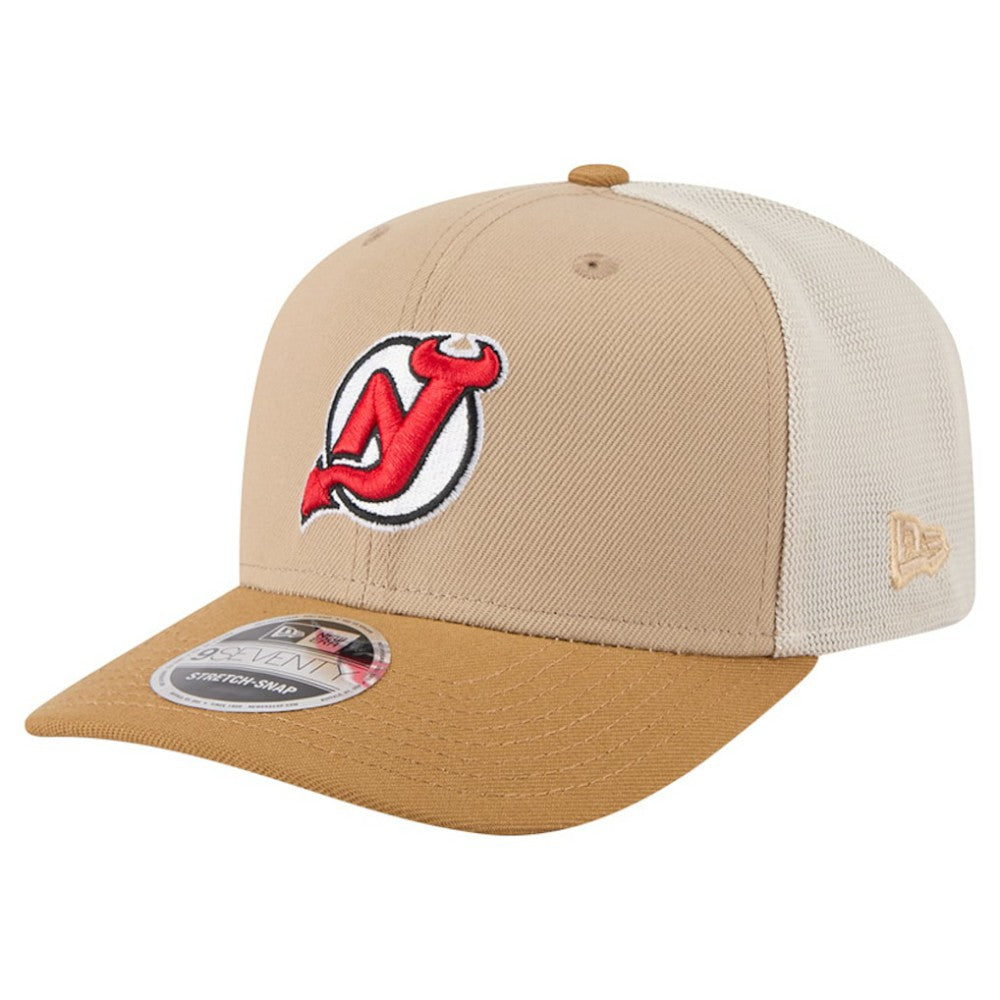 NHL Tan/Light Brown New Jersey Devils New Era Two-Tone Trucker 9SEVENTY Stretch Snap Adjustable Hat