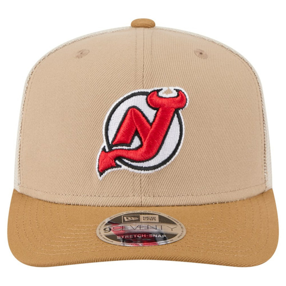NHL Tan/Light Brown New Jersey Devils New Era Two-Tone Trucker 9SEVENTY Stretch Snap Adjustable Hat