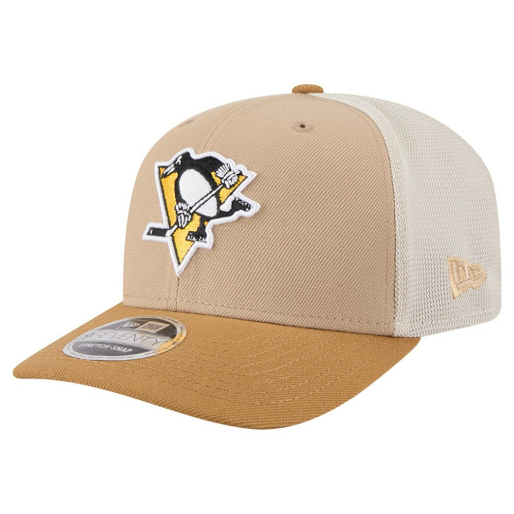 NHL Tan/Light Brown Pittsburgh Penguins New Era Two-Tone Trucker 9SEVENTY Stretch Snap Adjustable Hat