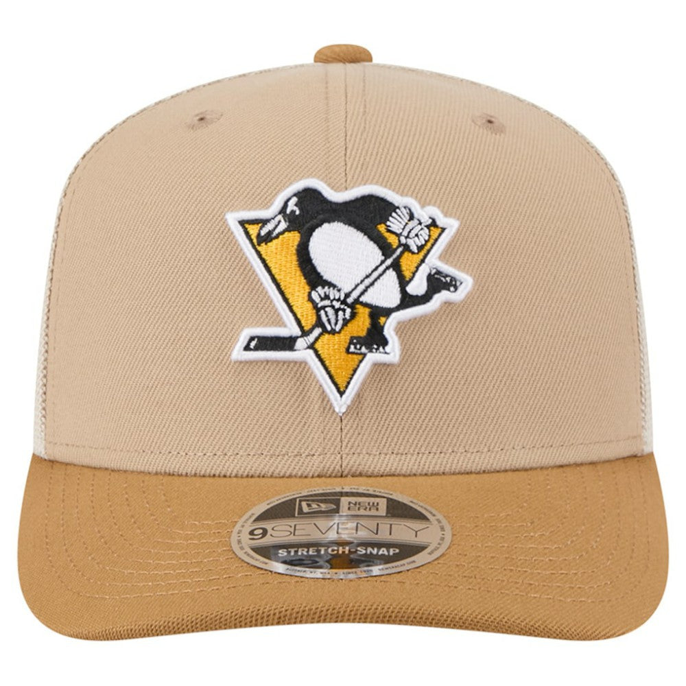 NHL Tan/Light Brown Pittsburgh Penguins New Era Two-Tone Trucker 9SEVENTY Stretch Snap Adjustable Hat