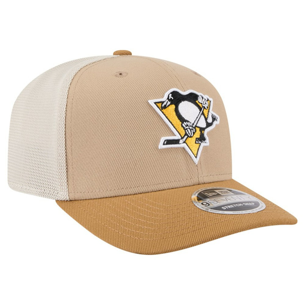 NHL Tan/Light Brown Pittsburgh Penguins New Era Two-Tone Trucker 9SEVENTY Stretch Snap Adjustable Hat