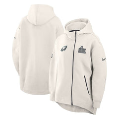 Women's Super Bowl LIX Opening Night Tech Fleece Full-Zip Hoodie - Philadelphia Eagles