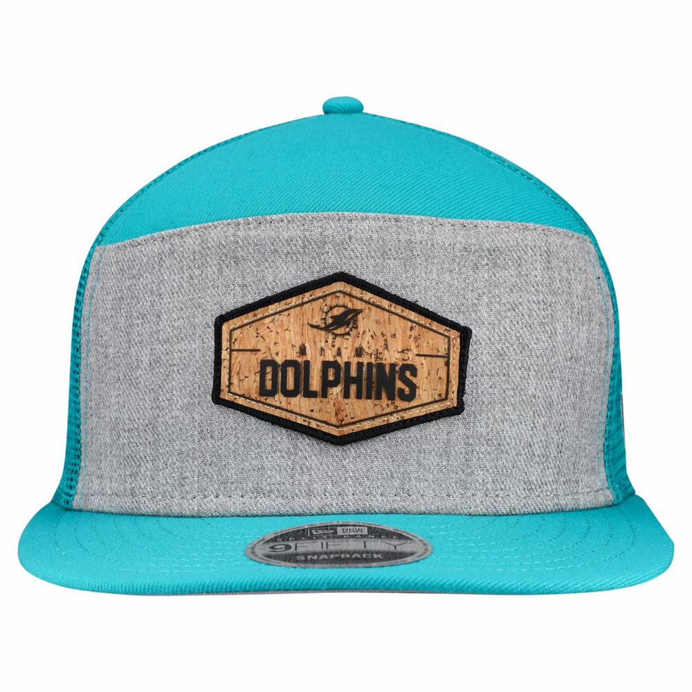 Cork Split Panel 9FIFTY Trucker Snapback Hat - Miami Dolphins