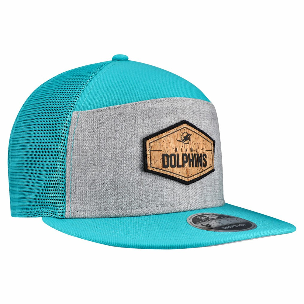 Cork Split Panel 9FIFTY Trucker Snapback Hat - Miami Dolphins