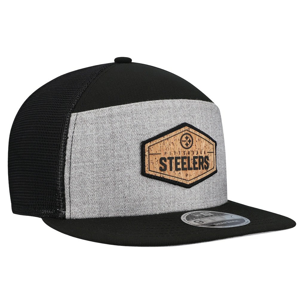 Cork Split Panel 9FIFTY Trucker Snapback Hat - Pittsburgh Steelers
