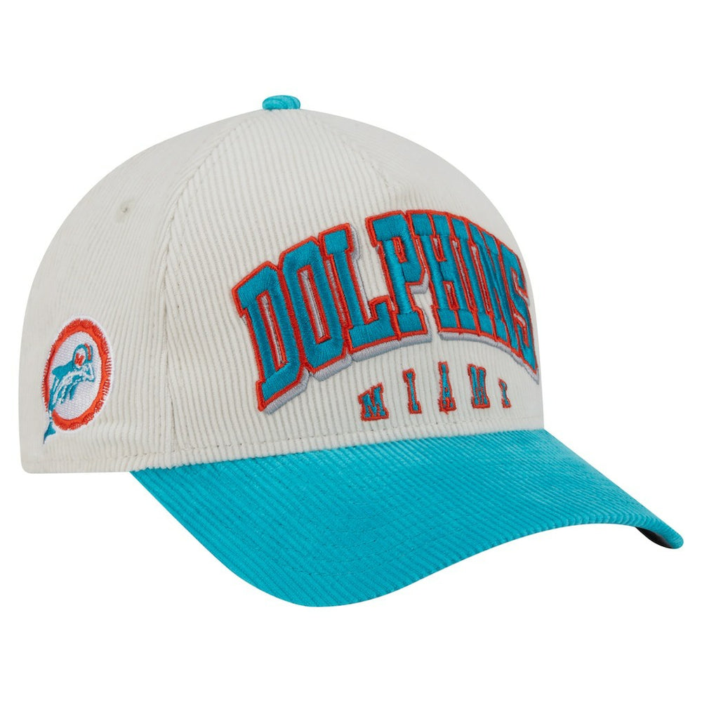 Throwback Two-Tone Sided Corduroy 9FORTY A-Frame Adjustable Hat - Miami Dolphins