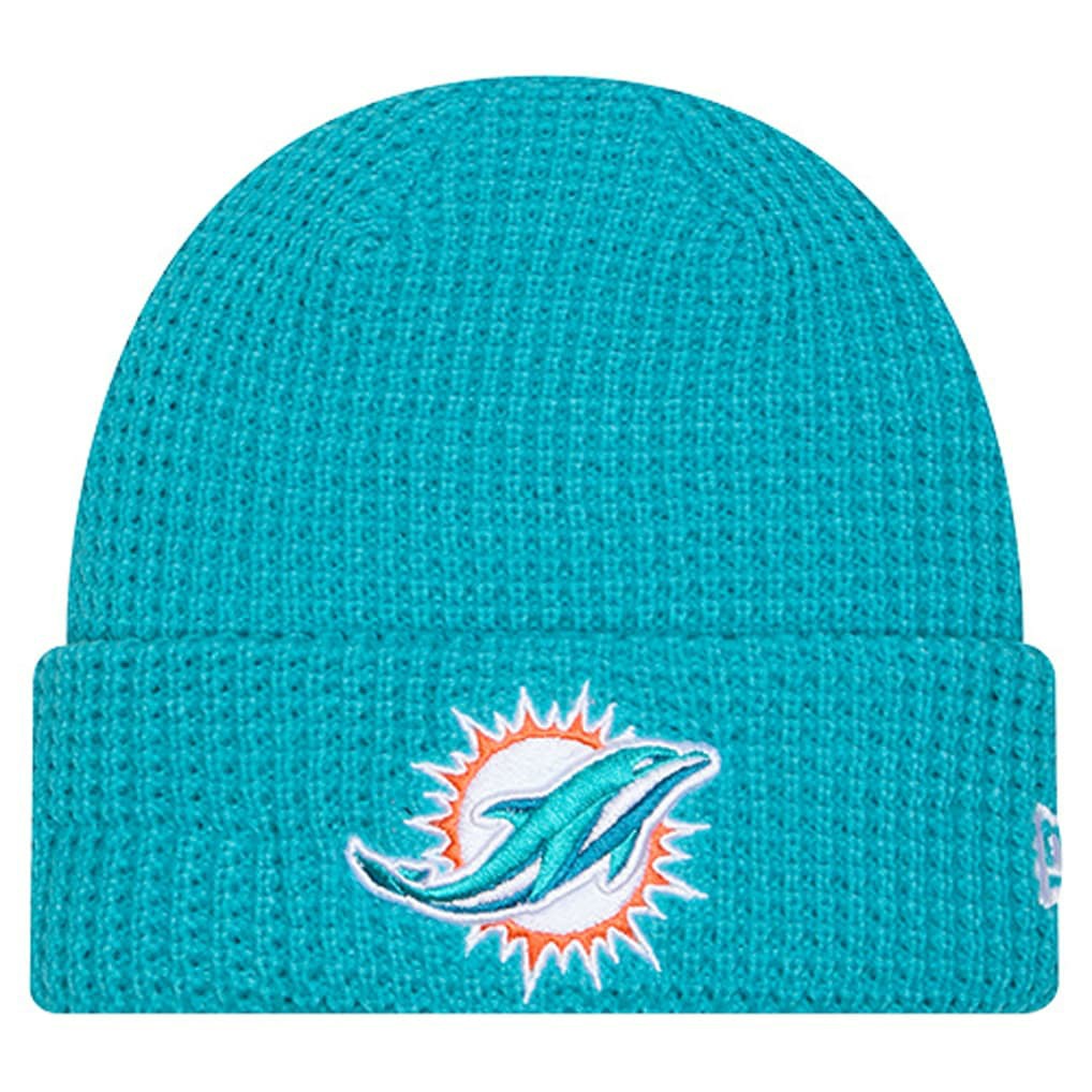 Youth Waffle Cuffed Knit Hat - Miami Dolphins