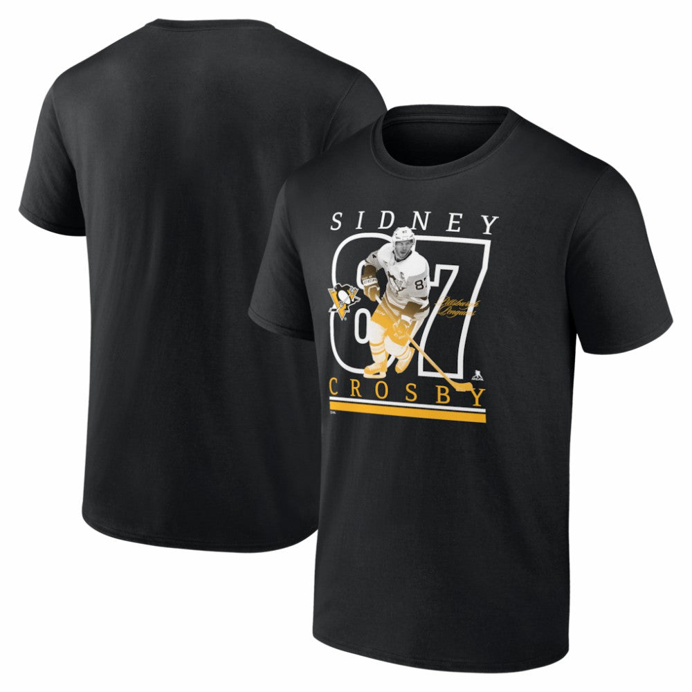 NHL Black Sidney Crosby Pittsburgh Penguins Fanatics Authentic Stack Name & Number T-Shirt