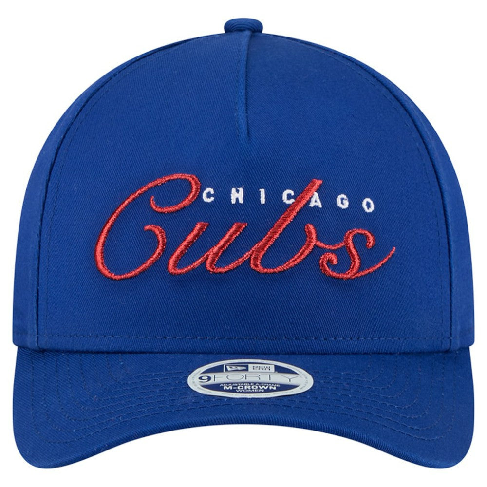 MLB Chicago Cubs New Era Women's Metallic A-Frame 9FORTY Adjustable Hat