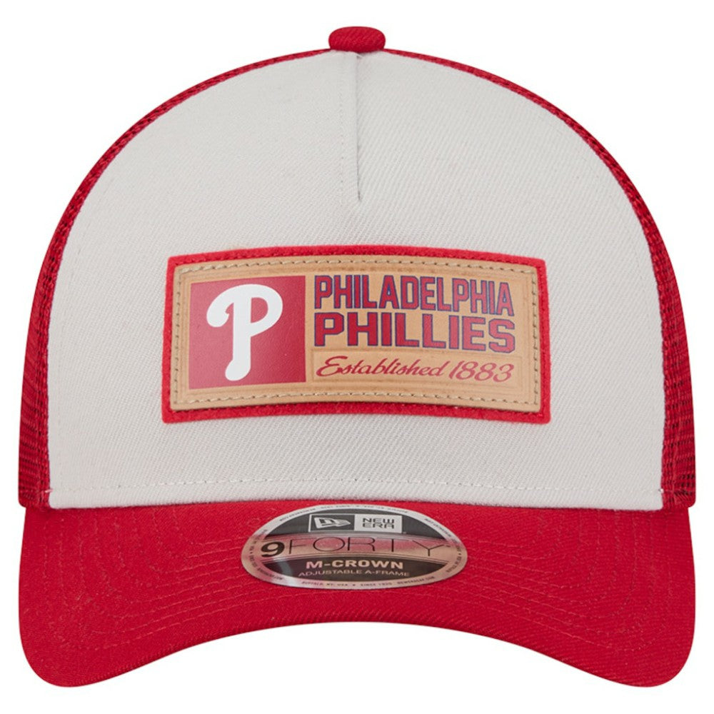 MLB Philadelphia Phillies New Era Text A-Frame Trucker 9FORTY Hat