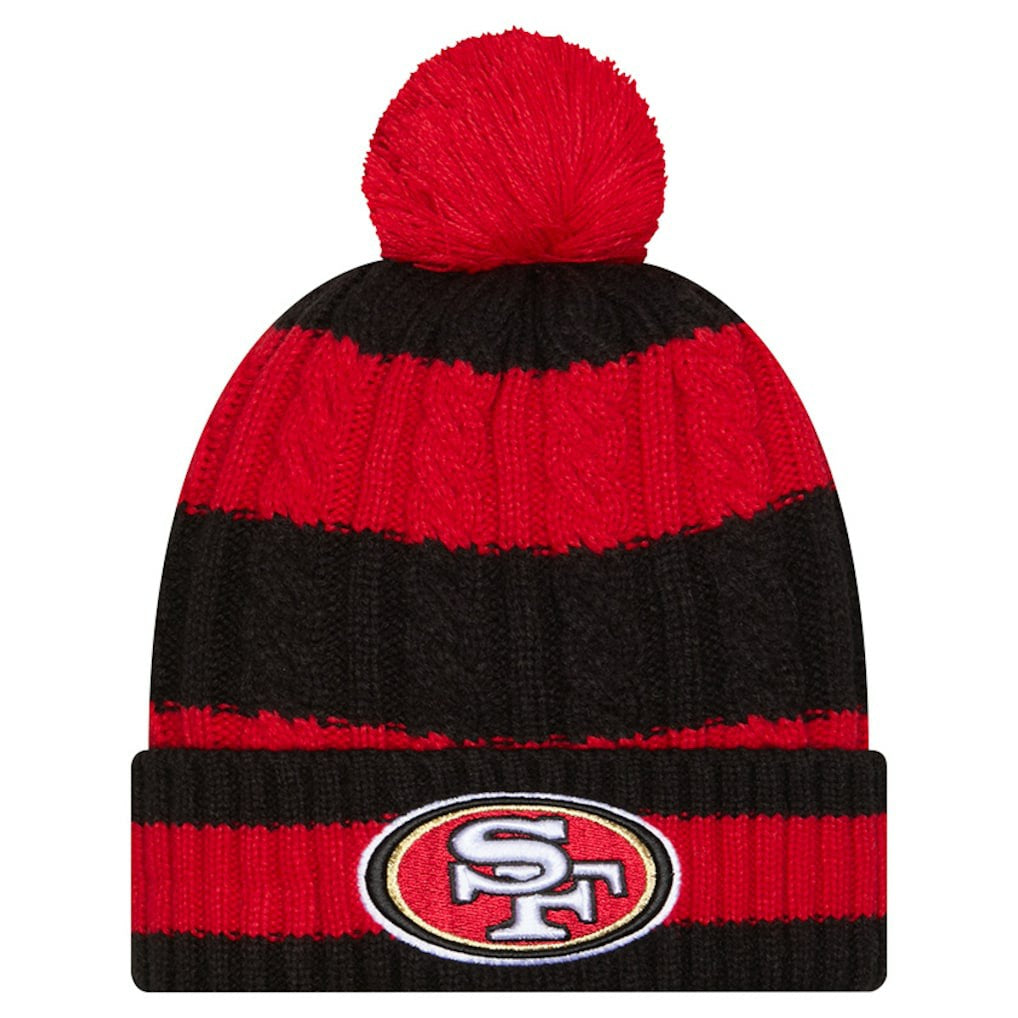 Women's Braided Cuffed Knit Hat with Pom - San Francisco 49ers