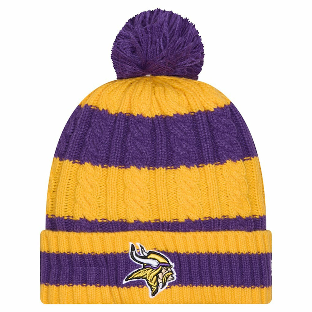 Women's Braided Cuffed Knit Hat with Pom - Minnesota Vikings