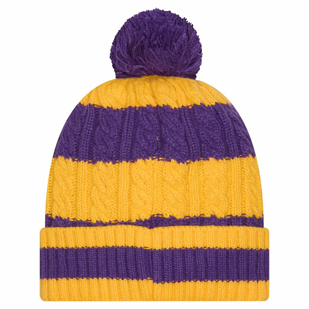 Women's Braided Cuffed Knit Hat with Pom - Minnesota Vikings