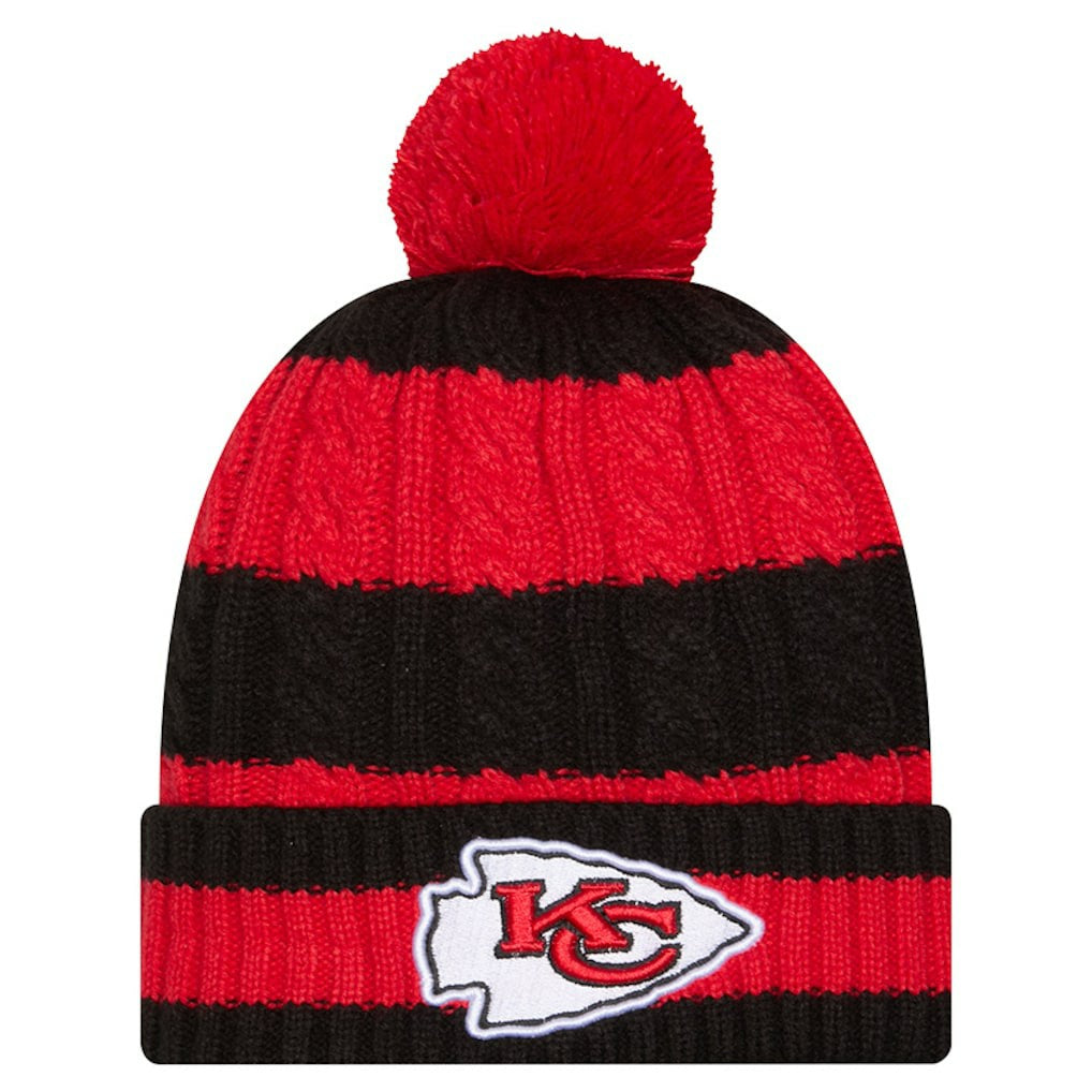 Women's Braided Cuffed Knit Hat with Pom - Kansas City Chiefs