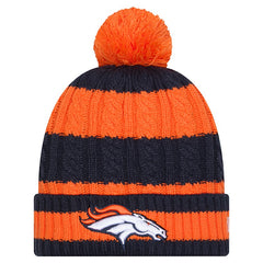 Women's Braided Cuffed Knit Hat with Pom - Denver Broncos