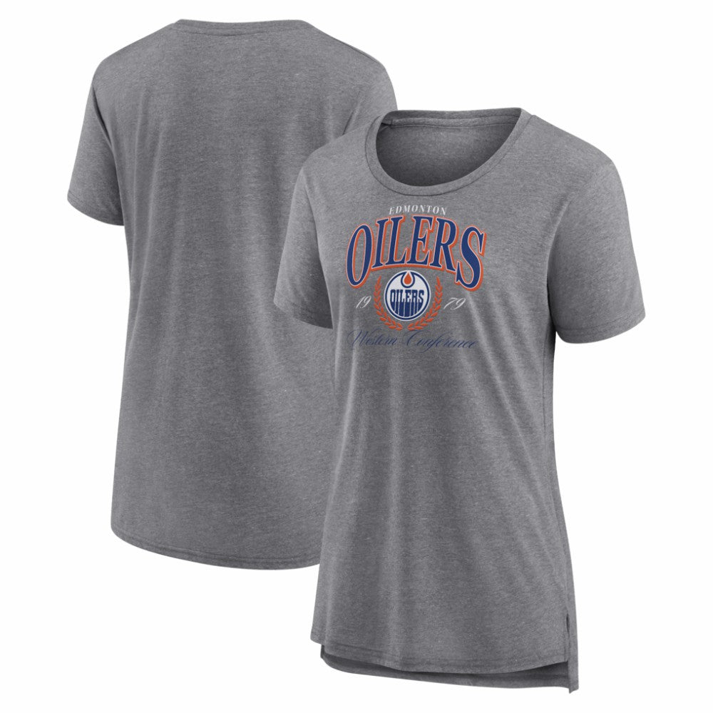 NHL Gray Edmonton Oilers Women's Reign Supreme Tri-Blend T-Shirt