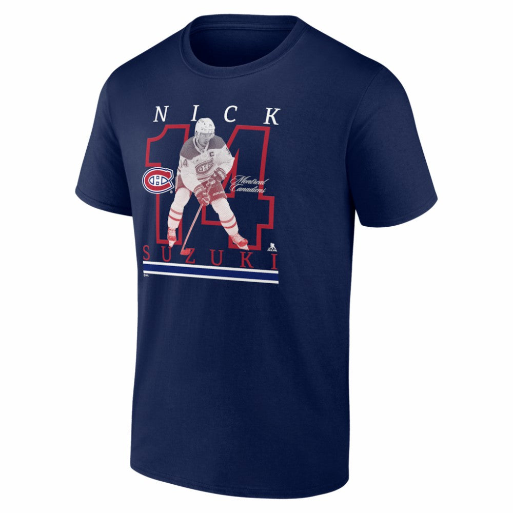 NHL Navy Nick Suzuki Montreal Canadiens Player Show T-Shirt