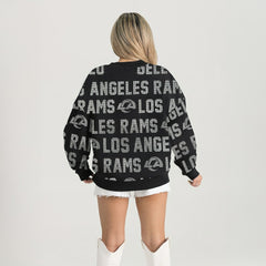 Gameday Couture Women's Oversized Hype Era Rhinestone Text Sweatshirt - Los Angeles Rams