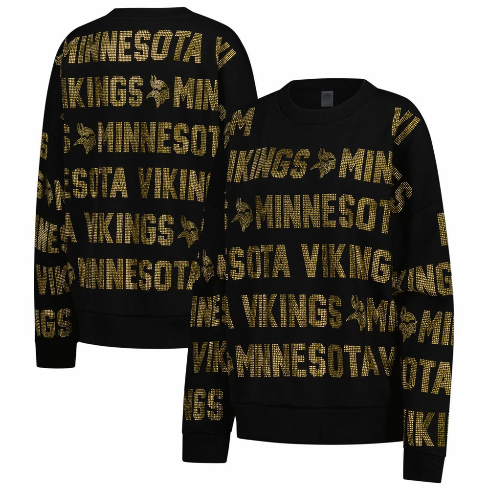 Gameday Couture Women's Oversized Hype Era Rhinestone Text Sweatshirt - Minnesota Vikings