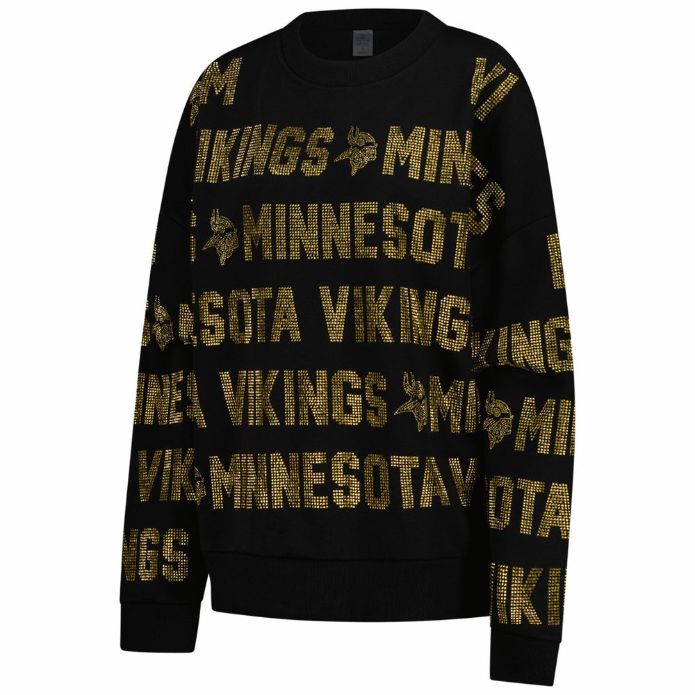Gameday Couture Women's Oversized Hype Era Rhinestone Text Sweatshirt - Minnesota Vikings