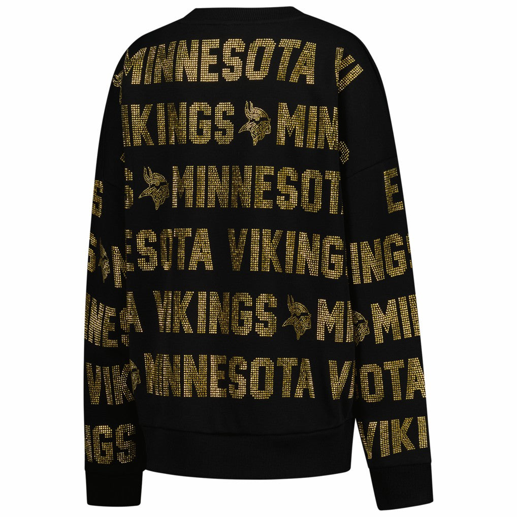 Gameday Couture Women's Oversized Hype Era Rhinestone Text Sweatshirt - Minnesota Vikings