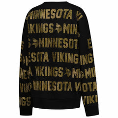 Gameday Couture Women's Oversized Hype Era Rhinestone Text Sweatshirt - Minnesota Vikings