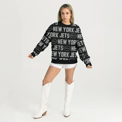 Gameday Couture Women's Oversized Hype Era Rhinestone Text Sweatshirt - New York Jets