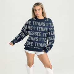 Gameday Couture Women's Oversized Hype Era Rhinestone Text Sweatshirt - Tennessee Titans