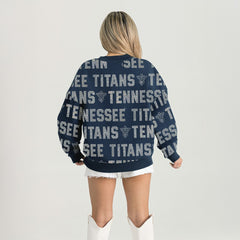 Gameday Couture Women's Oversized Hype Era Rhinestone Text Sweatshirt - Tennessee Titans