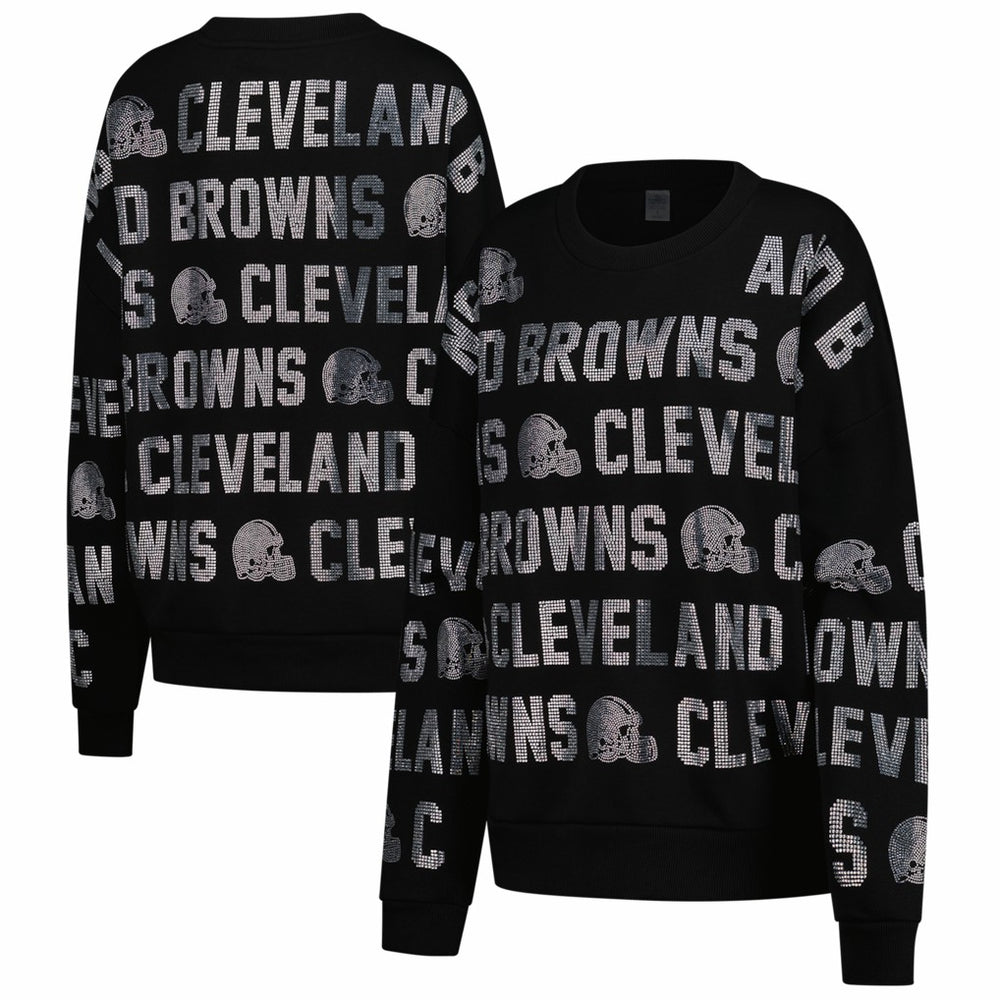 Gameday Couture Women's Oversized Hype Era Rhinestone Text Sweatshirt - Cleveland Browns