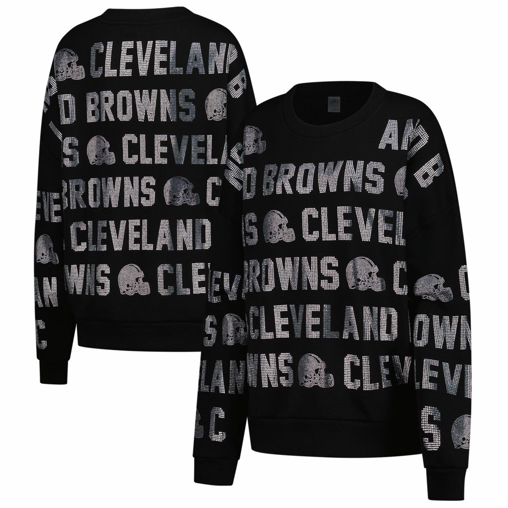 Gameday Couture Women's Oversized Hype Era Rhinestone Text Sweatshirt - Cleveland Browns