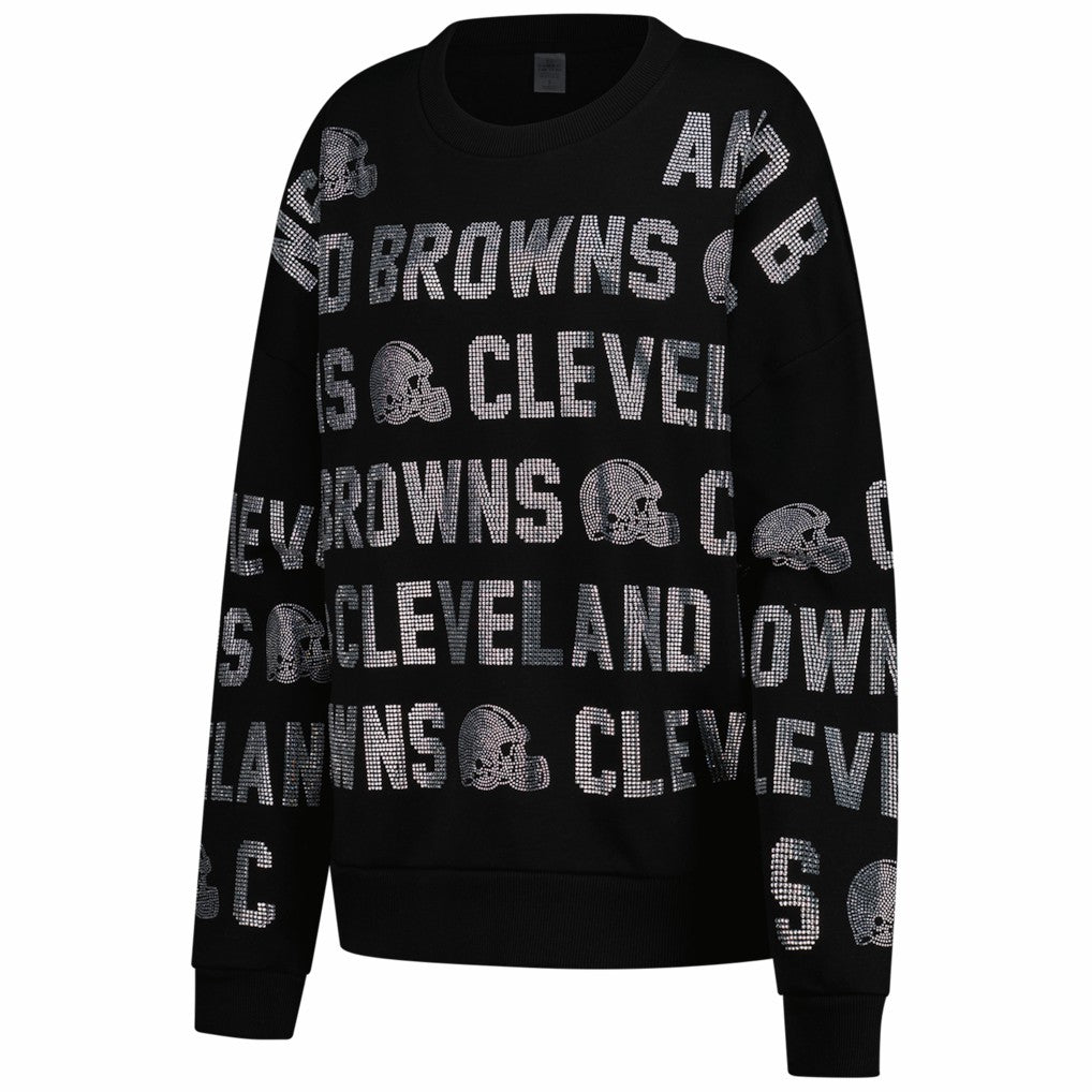 Gameday Couture Women's Oversized Hype Era Rhinestone Text Sweatshirt - Cleveland Browns