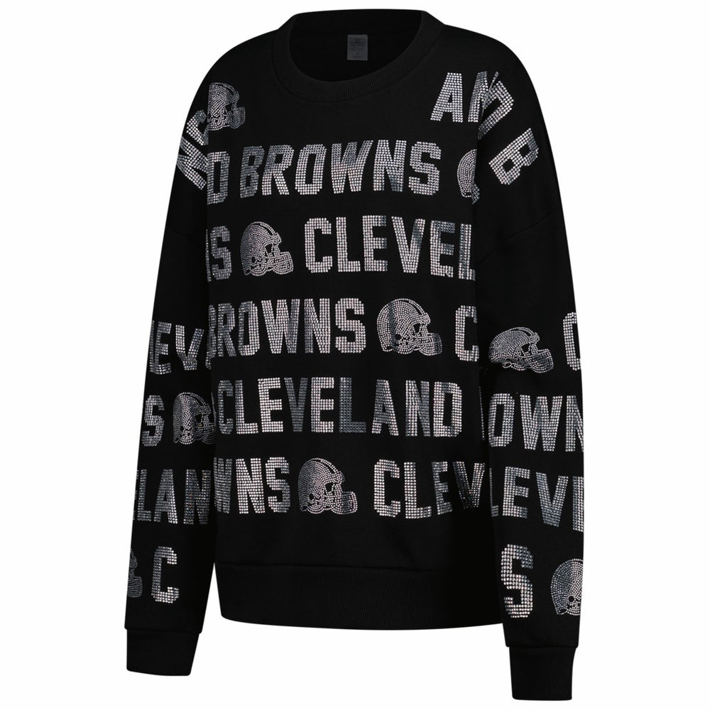 Gameday Couture Women's Oversized Hype Era Rhinestone Text Sweatshirt - Cleveland Browns
