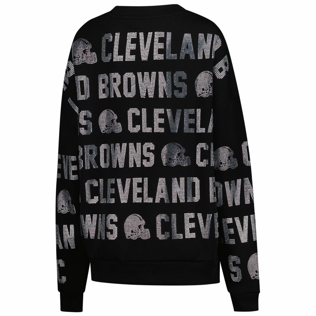 Gameday Couture Women's Oversized Hype Era Rhinestone Text Sweatshirt - Cleveland Browns