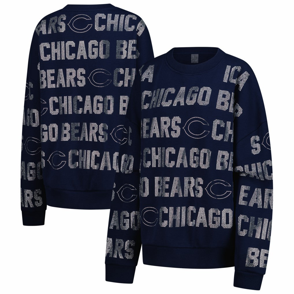 Gameday Couture Women's Oversized Hype Era Rhinestone Text Sweatshirt - Chicago Bears
