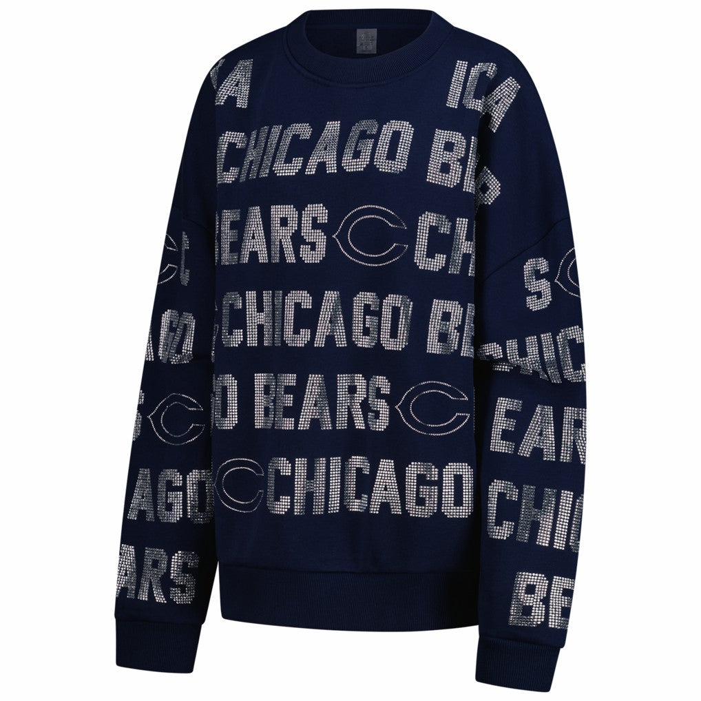 Gameday Couture Women's Oversized Hype Era Rhinestone Text Sweatshirt - Chicago Bears