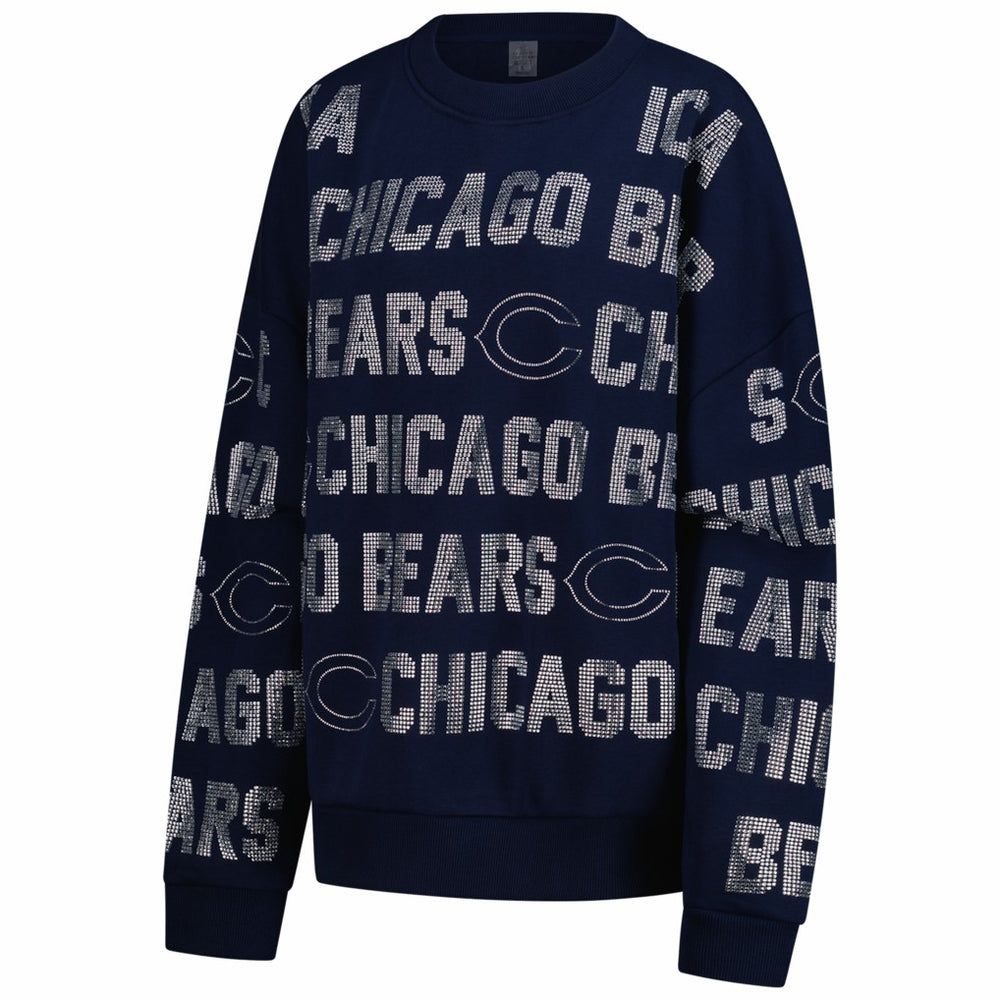 Gameday Couture Women's Oversized Hype Era Rhinestone Text Sweatshirt - Chicago Bears