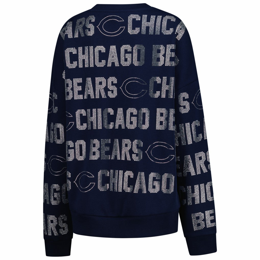 Gameday Couture Women's Oversized Hype Era Rhinestone Text Sweatshirt - Chicago Bears