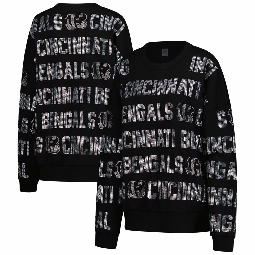 Gameday Couture Women's Oversized Hype Era Rhinestone Text Sweatshirt - Cincinnati Bengals